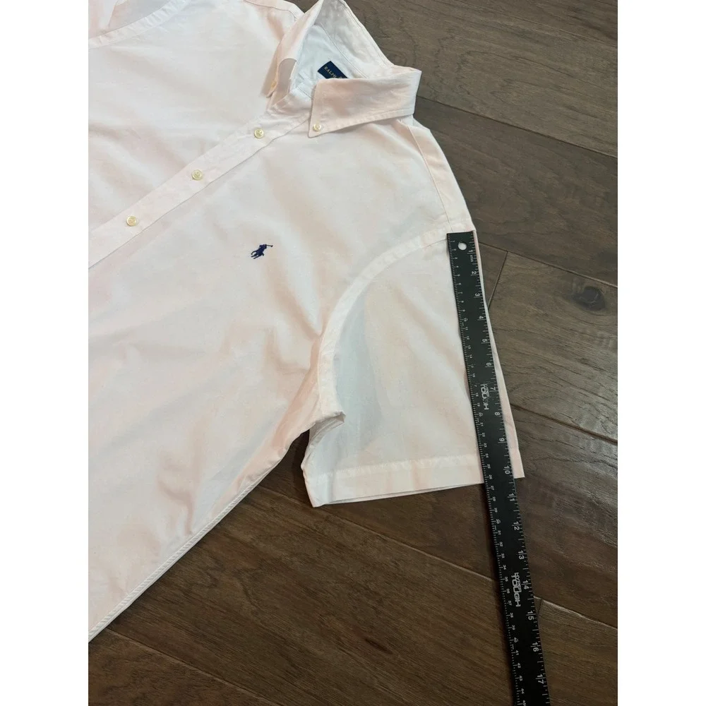 Polo Ralph Lauren Mens XL White Short Sleeve Button Down Shirt Cotton Poplin